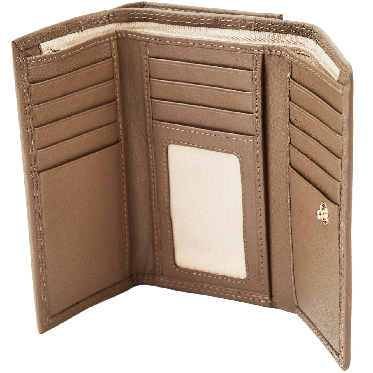 Damski portfel skórzany WINGS z ochroną RFID o pojemnym wnętrzu BEIGE - Image 7
