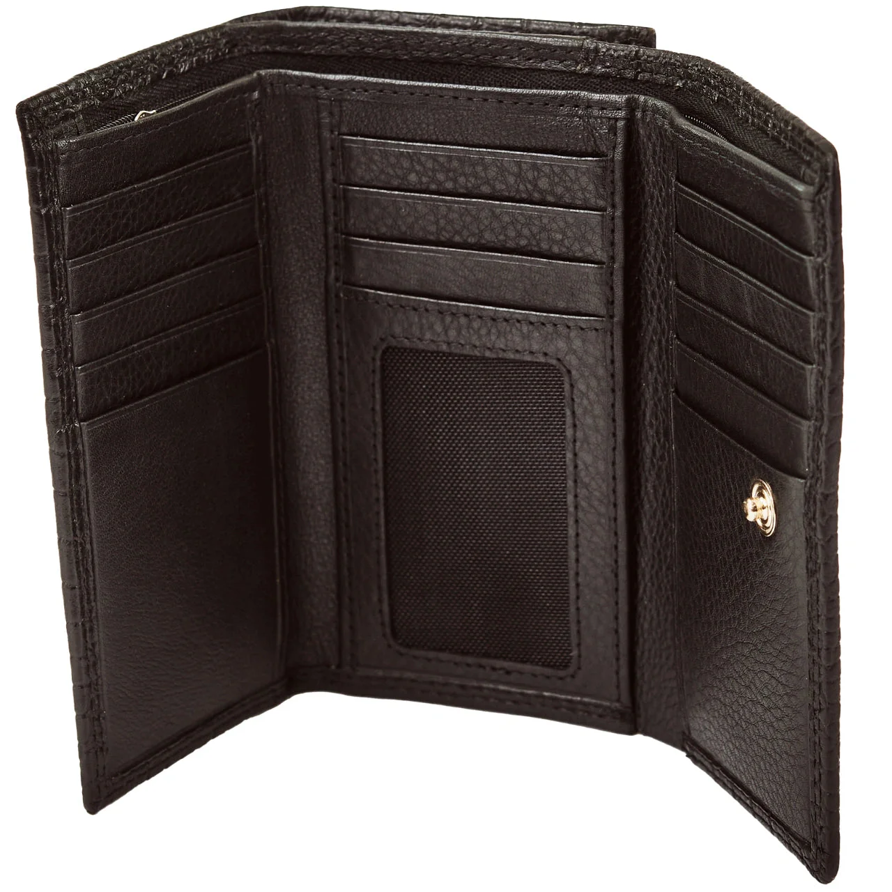 Damski portfel skórzany WINGS z ochroną RFID o pojemnym wnętrzu CROCO BLACK - Image 5