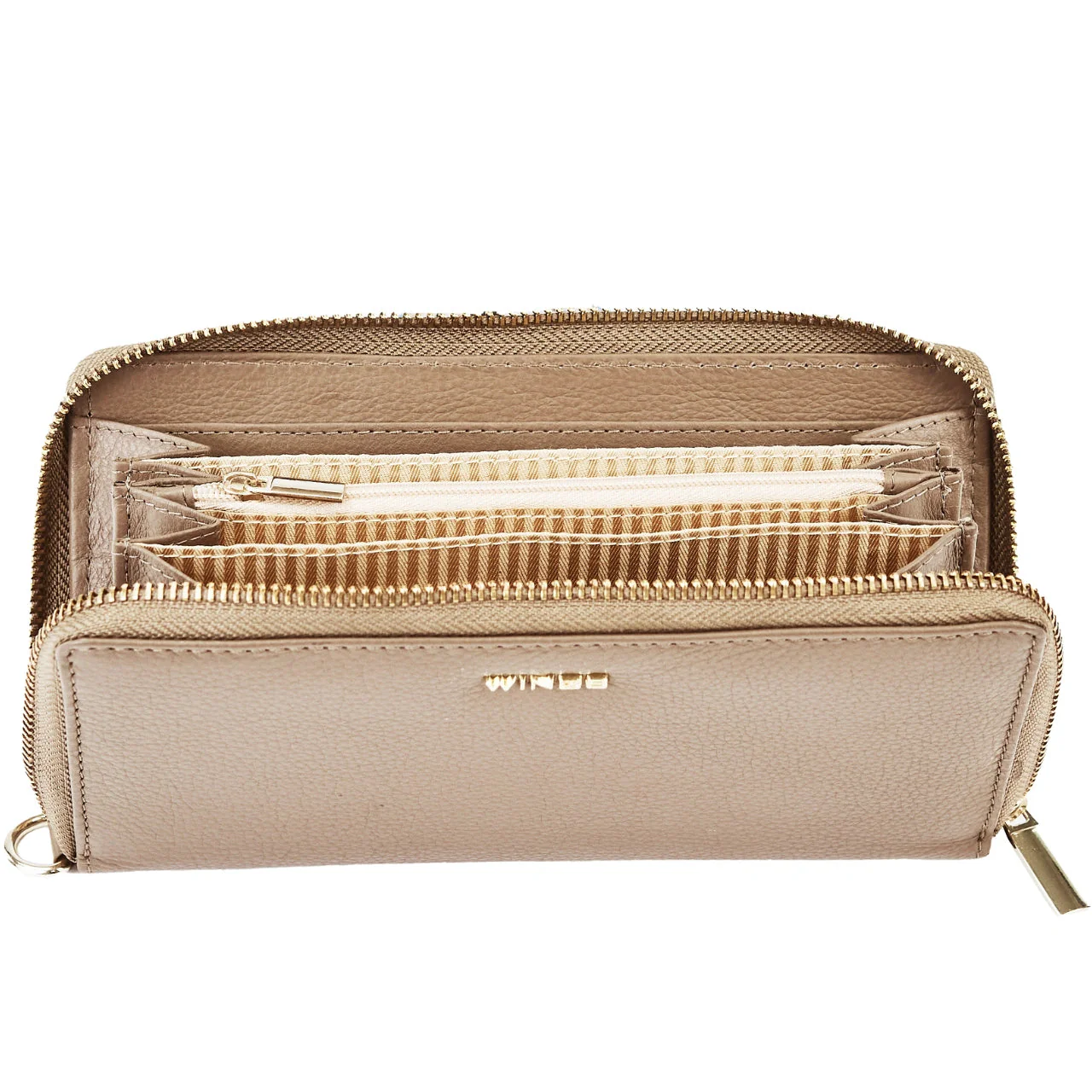 Damski portfel skórzany z paskiem na nadgarstek WINGS BEIGE - Image 3
