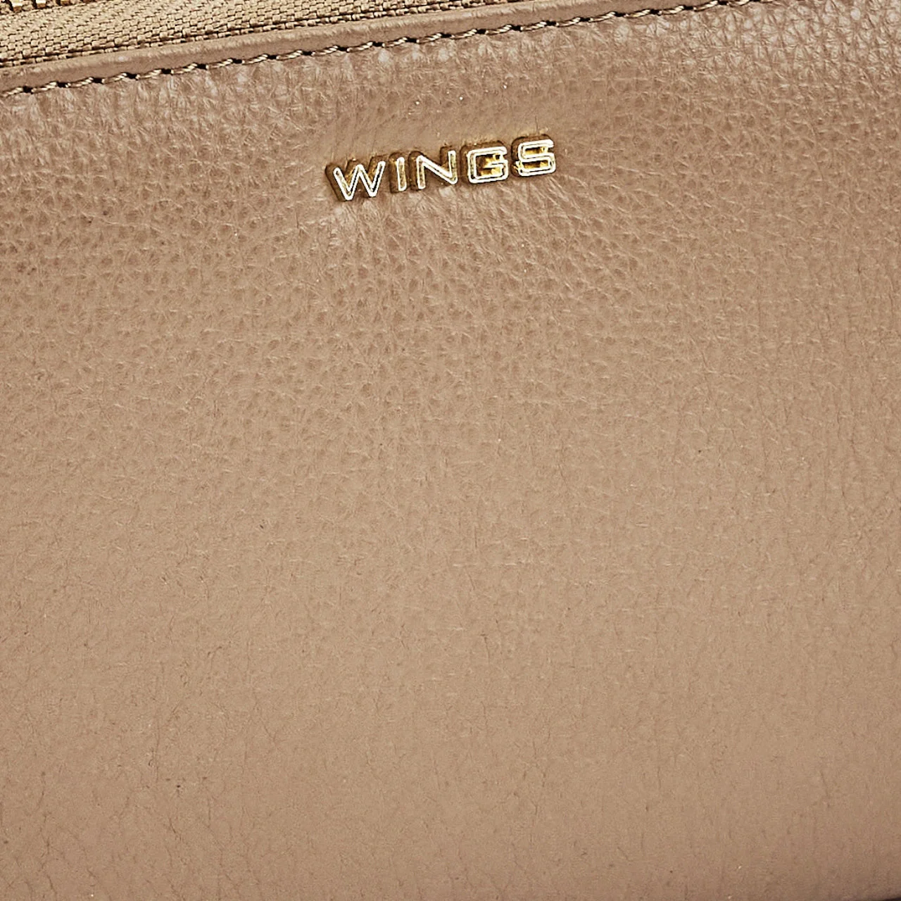 Damski portfel skórzany z paskiem na nadgarstek WINGS BEIGE - Image 4