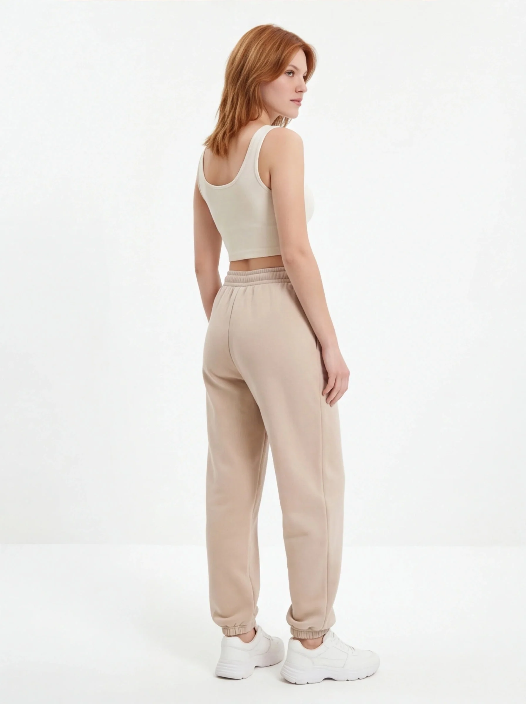 Damskie spodnie dresowe oversize UNLEASH WINGS BEIGE - Image 3