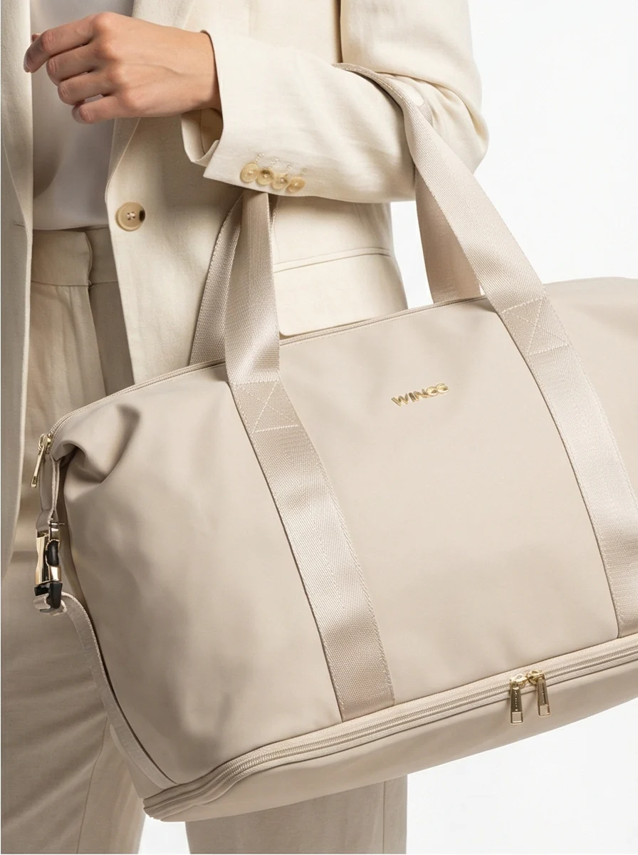 Duża torba damska ROSELLA z funkcją poszerzania BEIGE - Image 3
