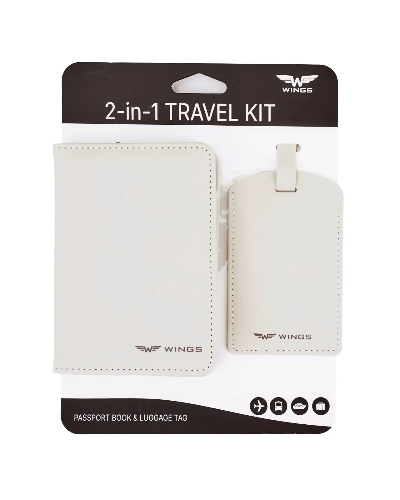 Etui na paszport i identyfikator do bagażu - elegancki zestaw podróżny z PU leather BEIGE - Image 5