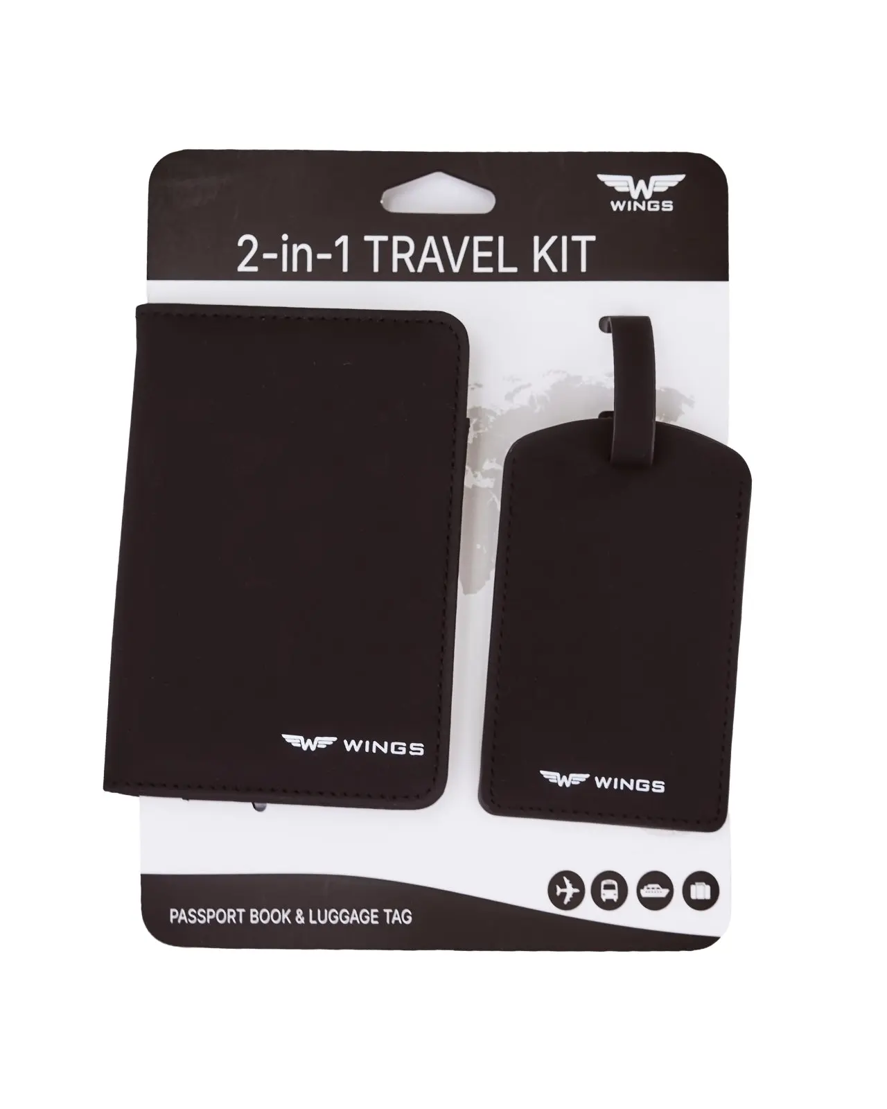 Etui na paszport i identyfikator do bagażu - elegancki zestaw podróżny z PU leather BLACK - Image 5