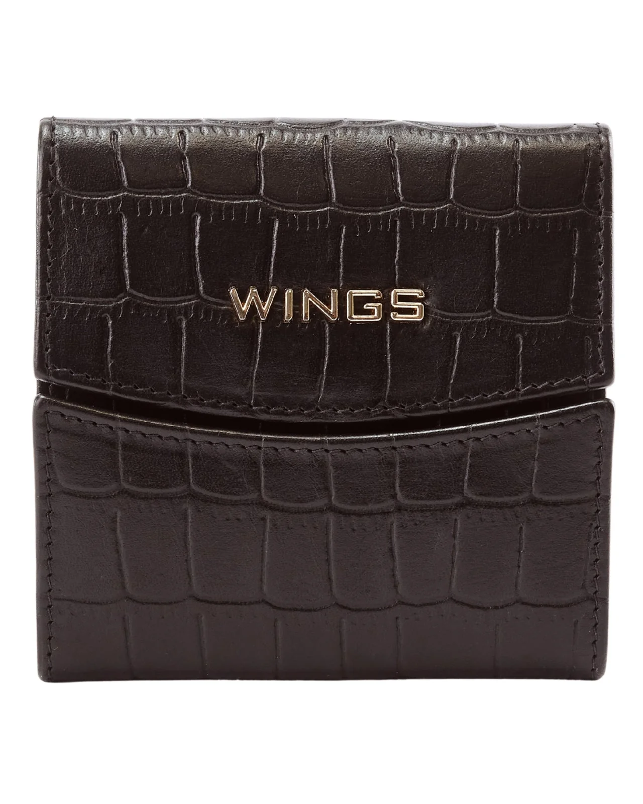 Kompaktowy portfel damski skórzany z ochroną RFID WINGS CROCO BLACK - Image 2