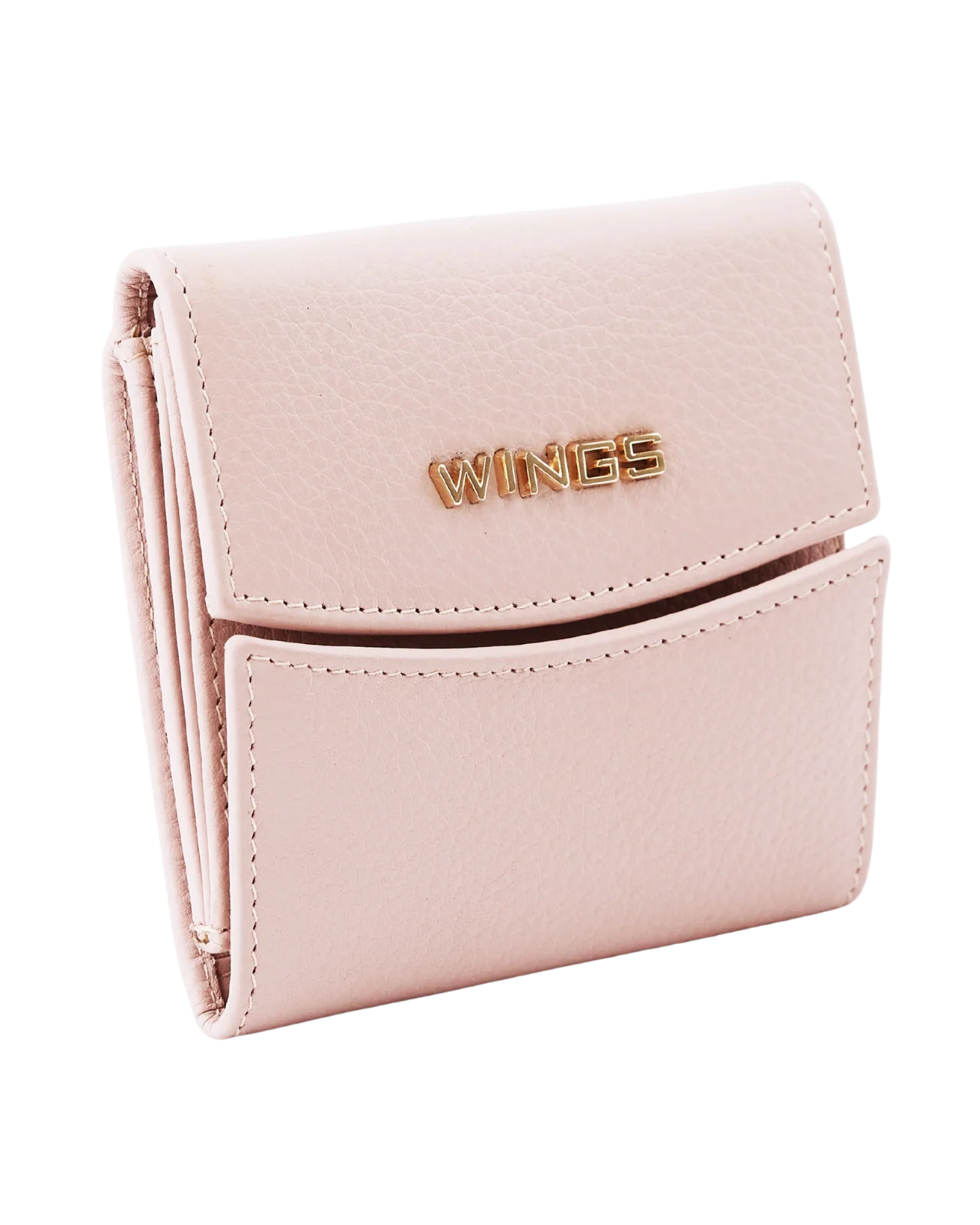 Kompaktowy portfel damski skórzany z ochroną RFID WINGS PINK
