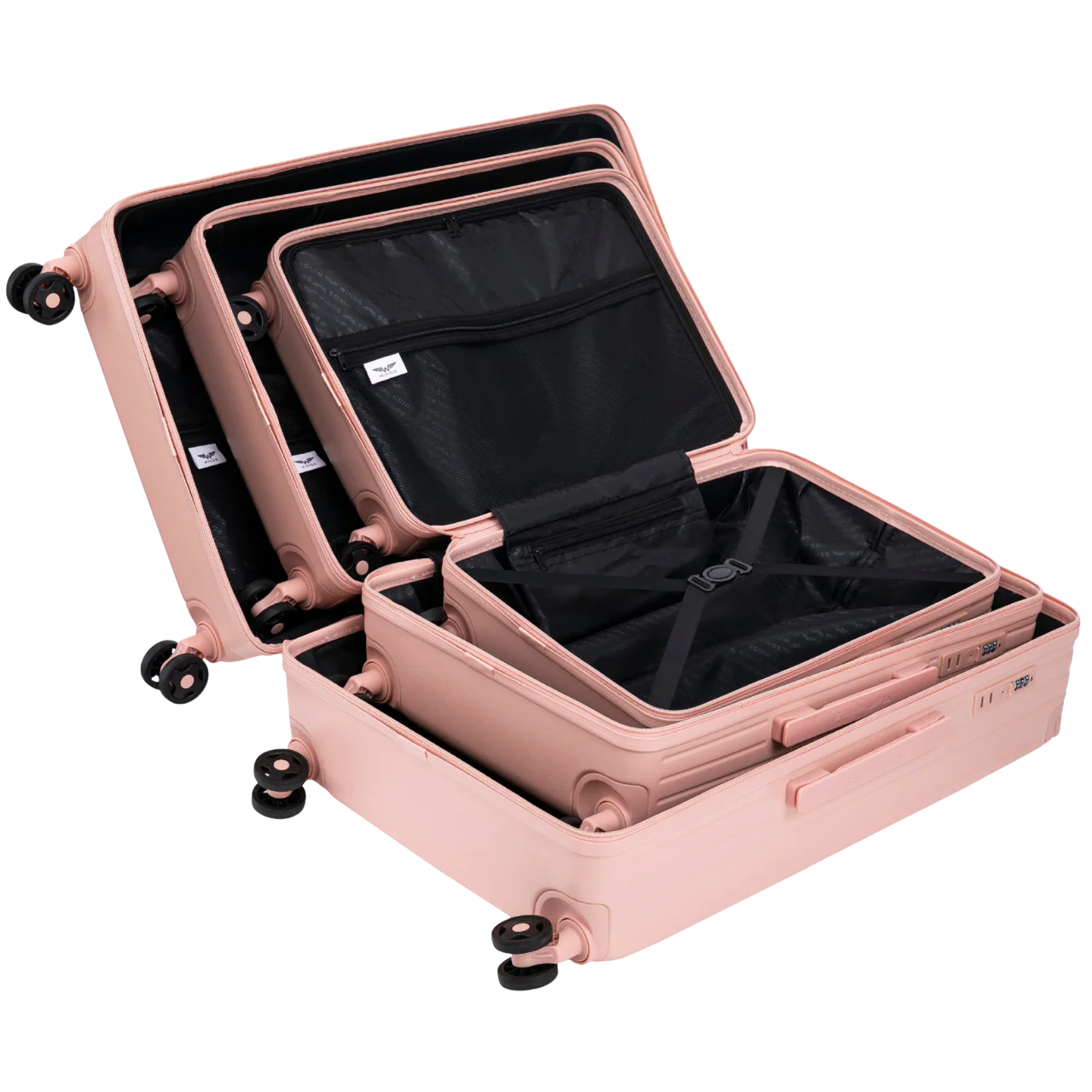 Komplet 3 WALIZEK Wings ABS+ Customized SOFT PINK MON CHERI - Image 3