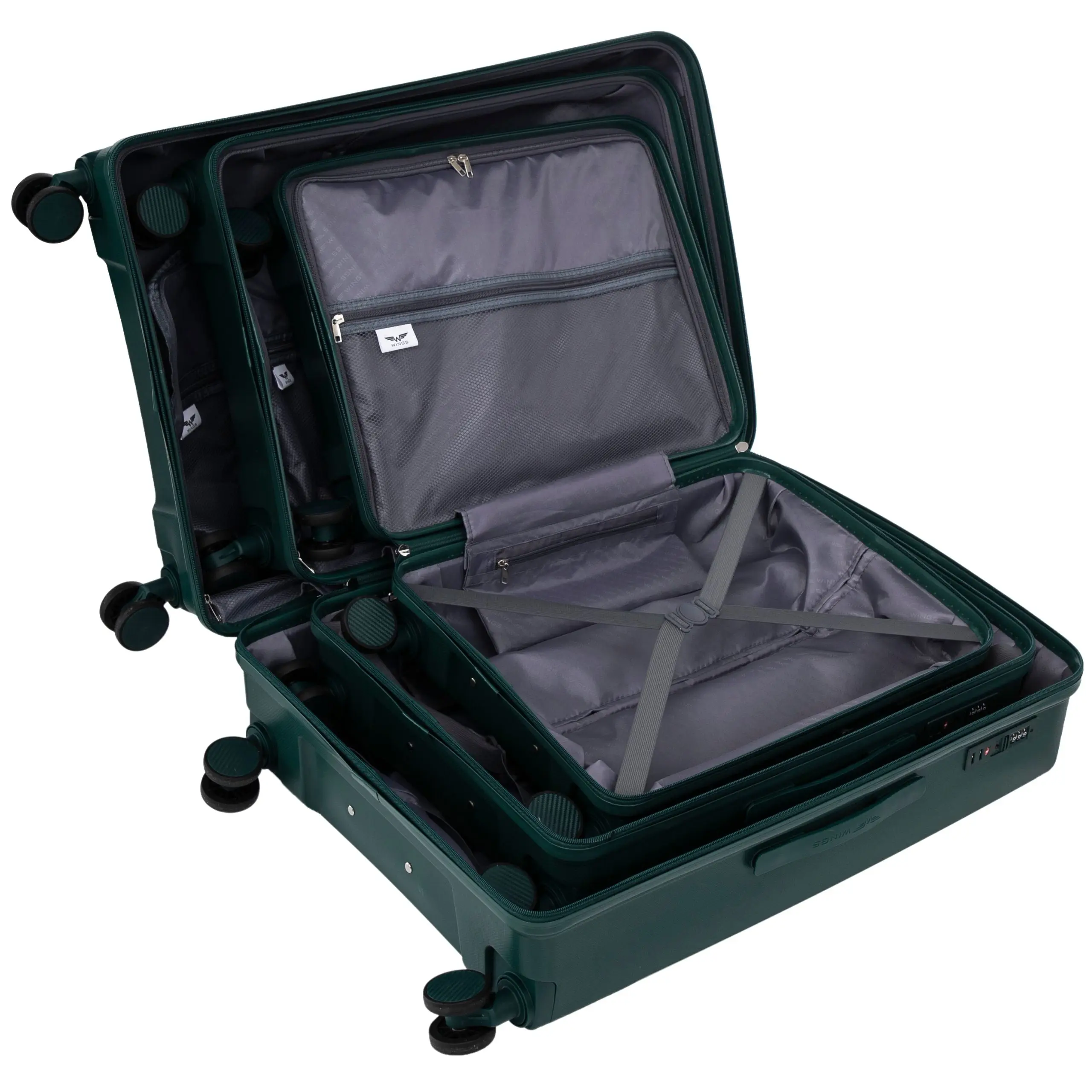 Komplet 3 walizek Wings COCKATIEL polipropylen DARK GREEN - Image 8