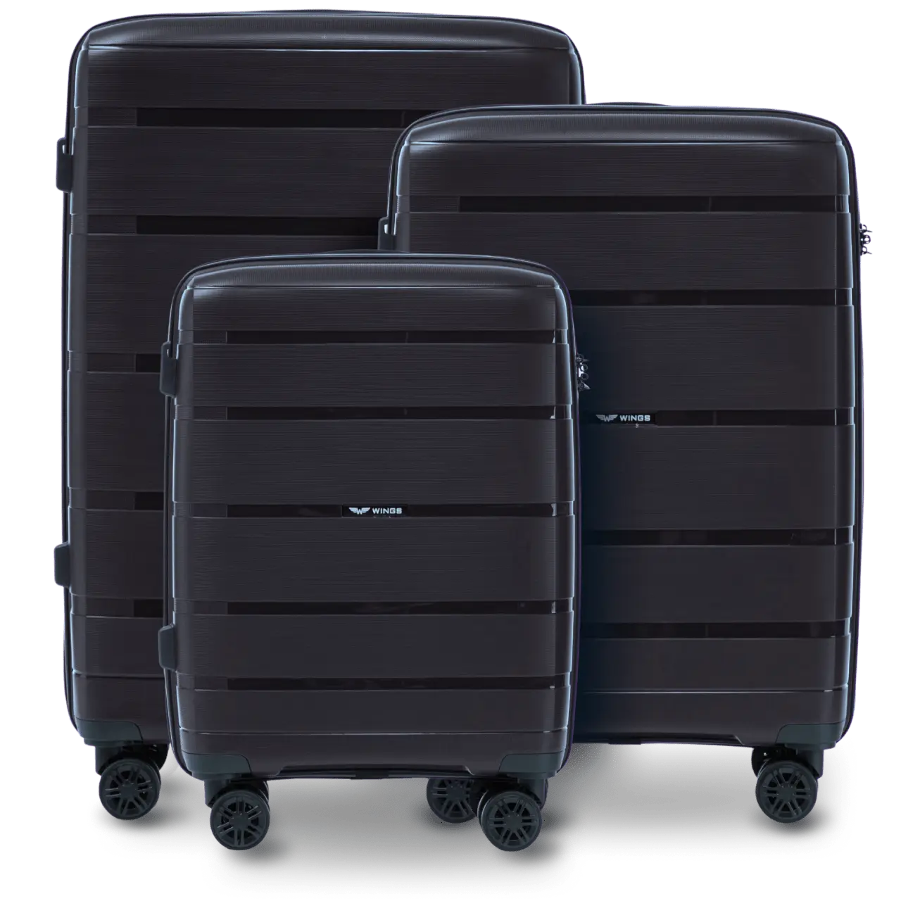 Komplet 3 walizek Wings HAWFINCH 3.0 polipropylen BLACK