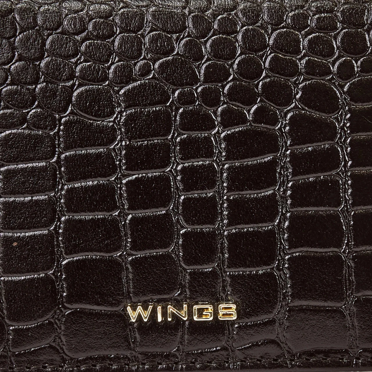 Mały portfel damski WINGS ze skóry naturalnej CROCO BLACK - Image 3