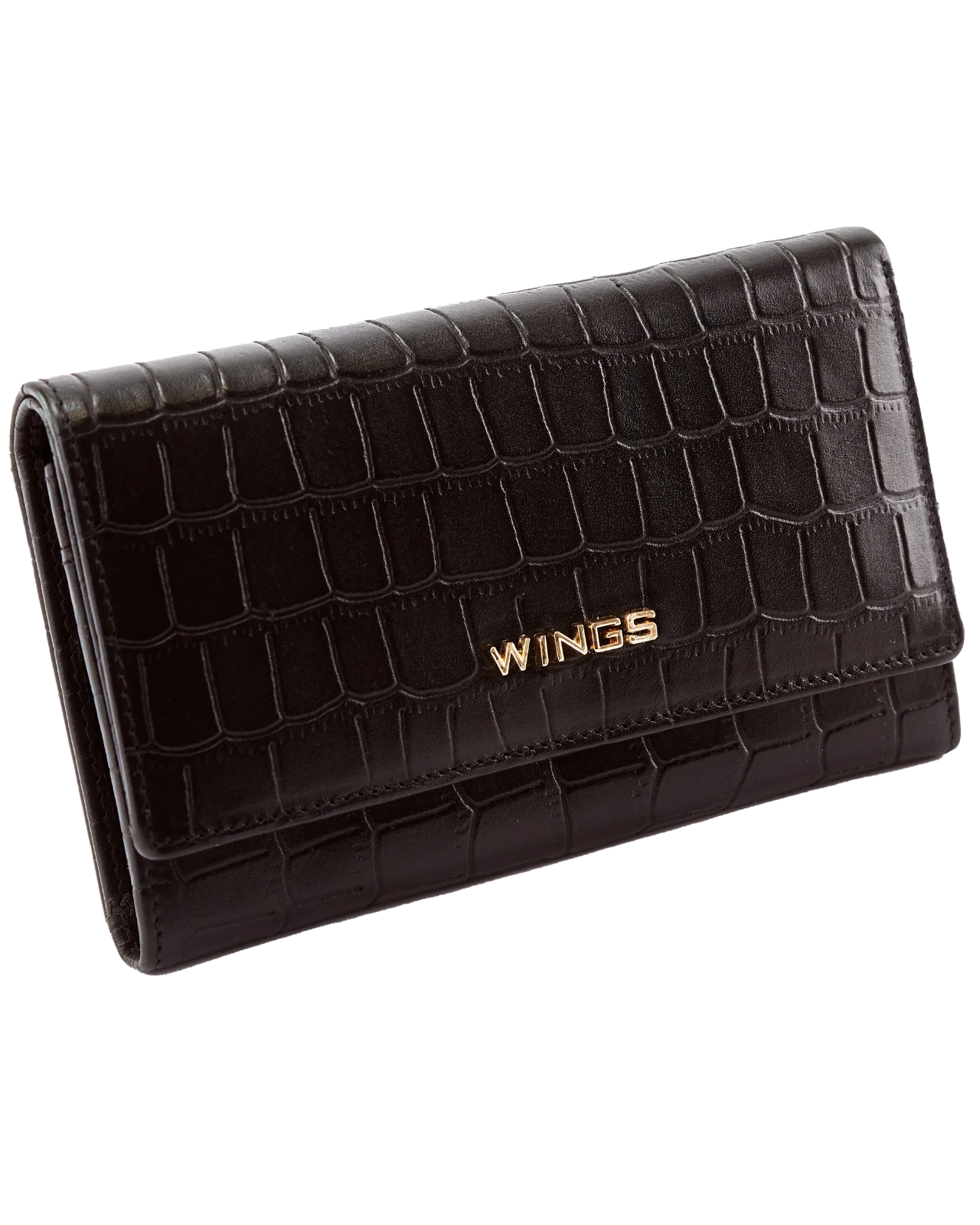 Pojemny portfel damski WINGS skórzany z ochroną RFID COCO BLACK