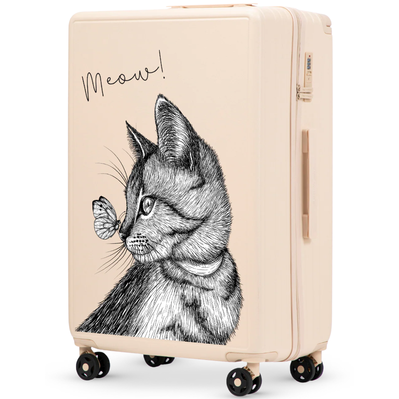 Walizka duża Wings ABS+ 28" Customized DIRTY WHITE MEOW