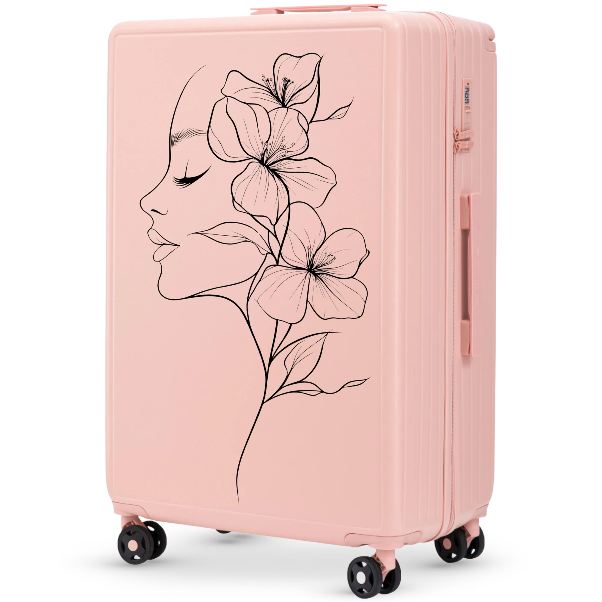 Walizka duża Wings ABS+ 28" Customized SOFT PINK FLOWER