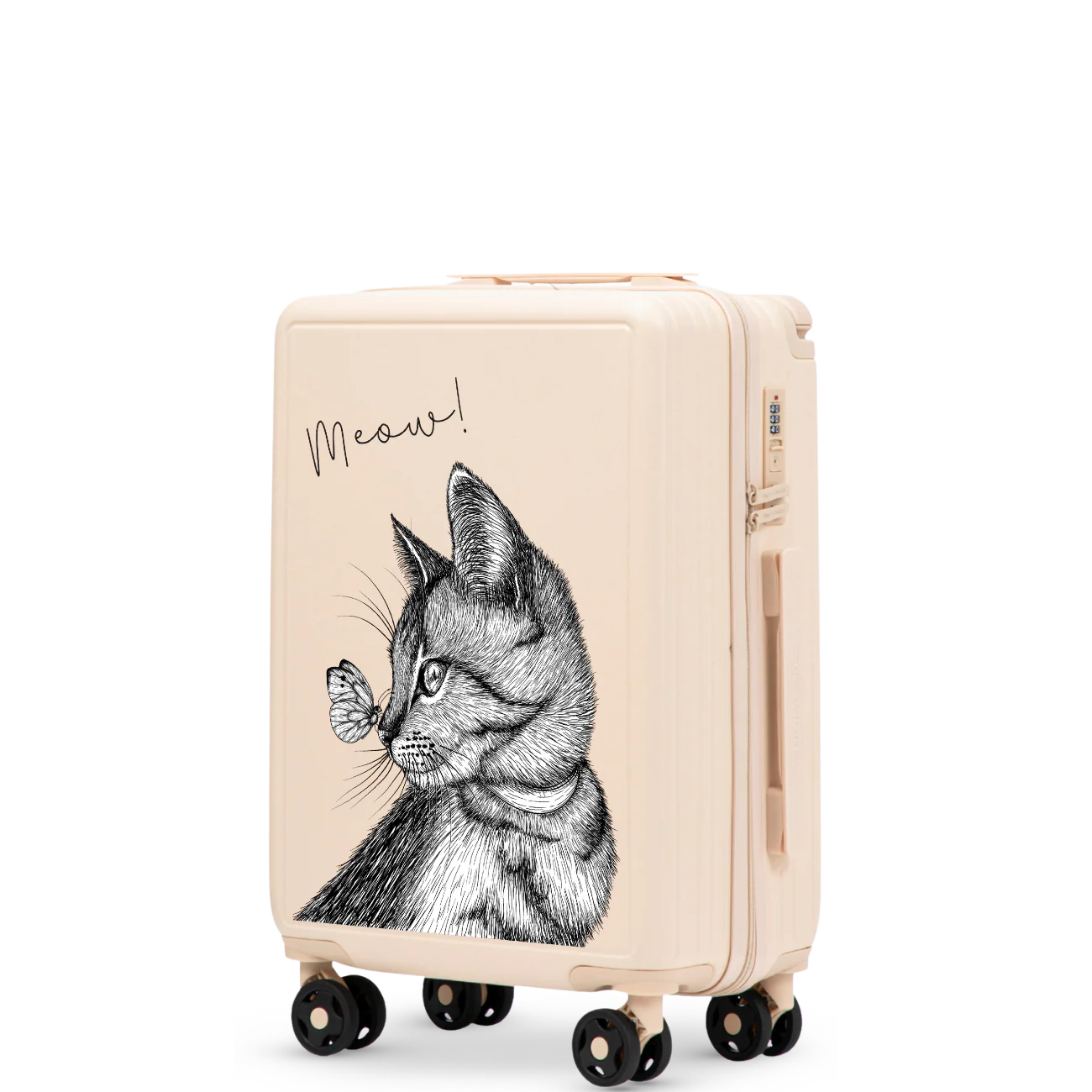 Walizka kabinowa Wings ABS+ 20" Customized DIRTY WHITE MEOW