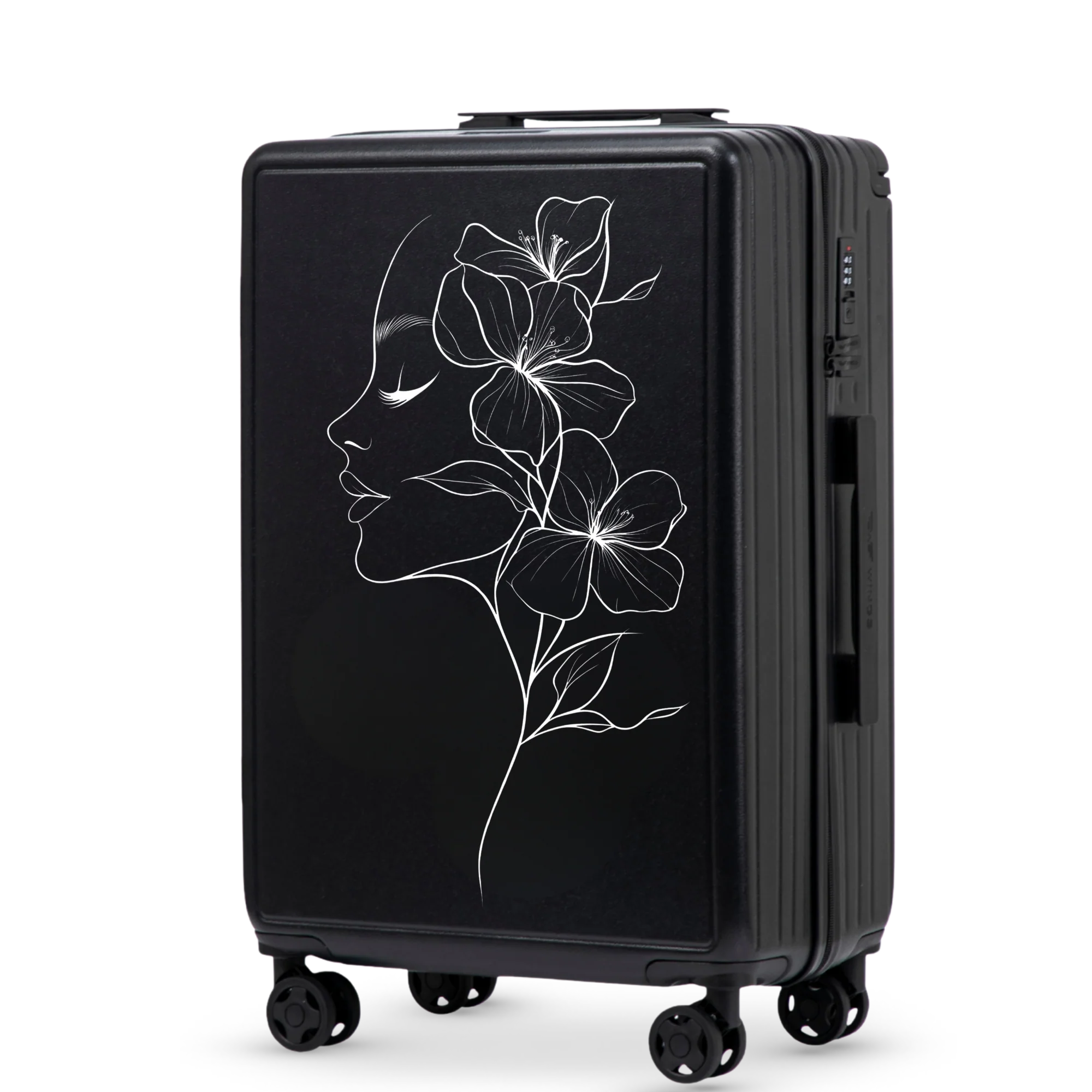 Walizka średnia Wings ABS+ 24" Customized BLACK FLOWER