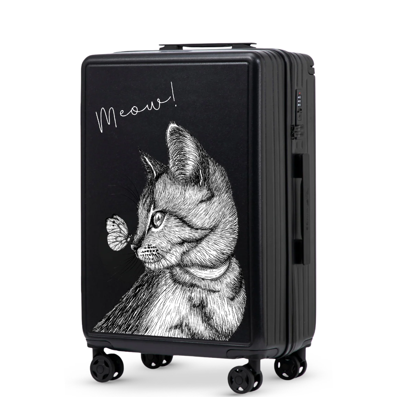 Walizka średnia Wings ABS+ 24" Customized BLACK MEOW