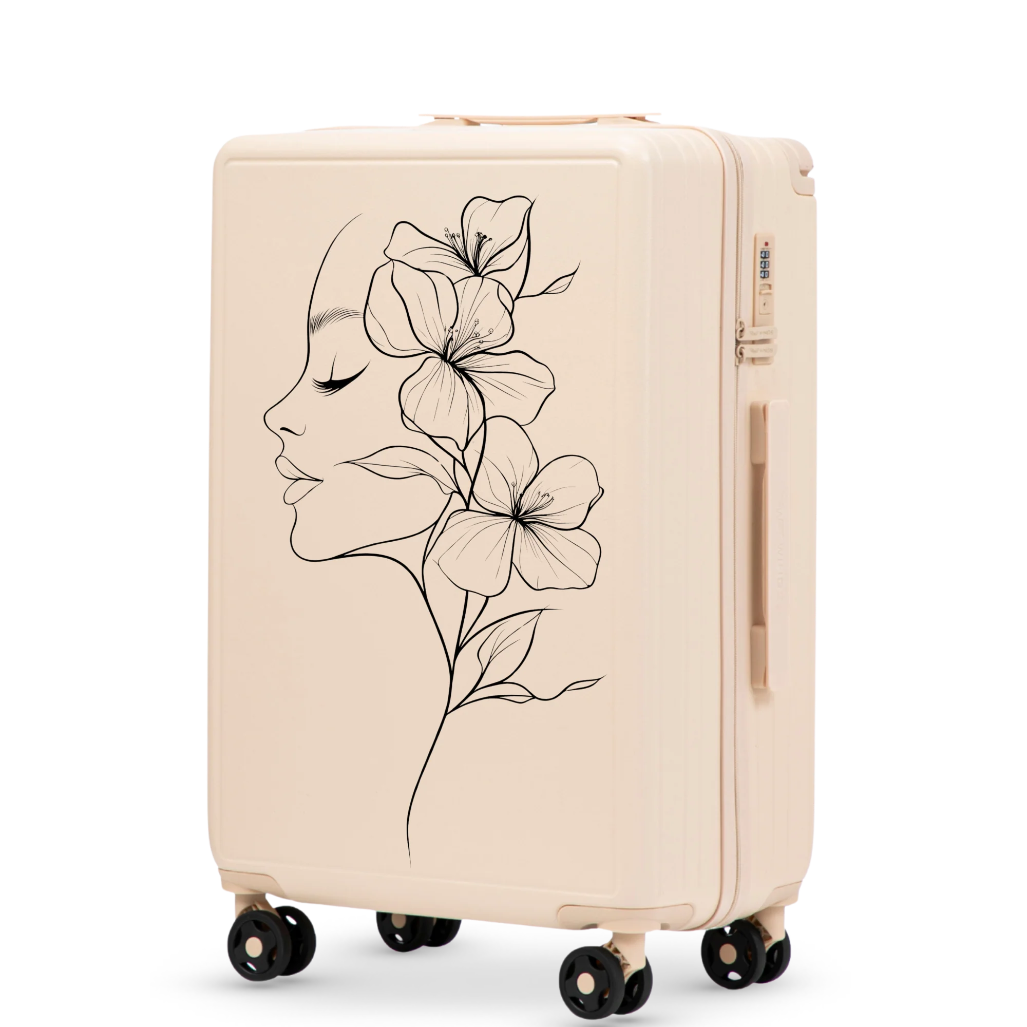 Walizka średnia Wings ABS+ 24" Customized DIRTY WHITE FLOWER