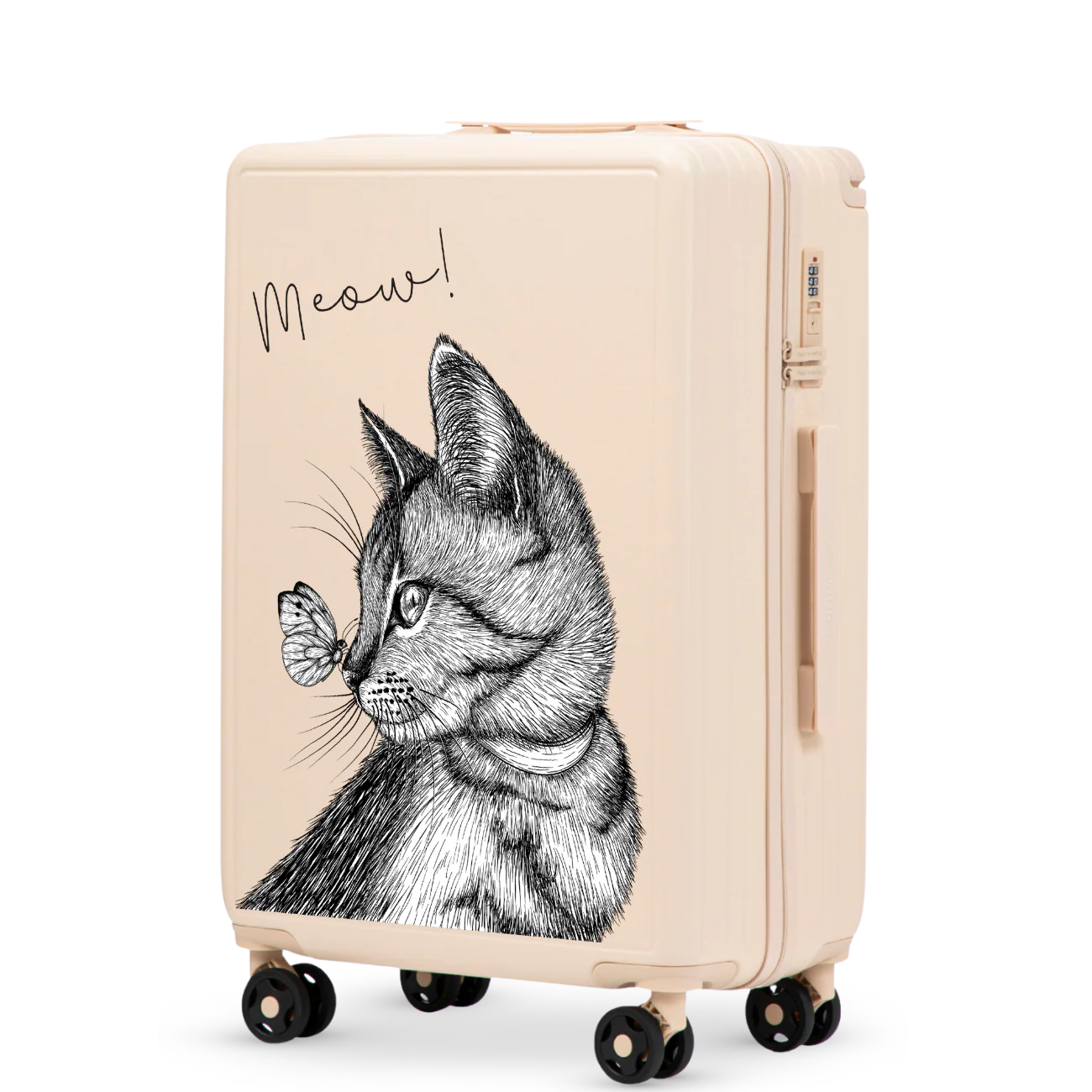 Walizka średnia Wings ABS+ 24" Customized DIRTY WHITE MEOW