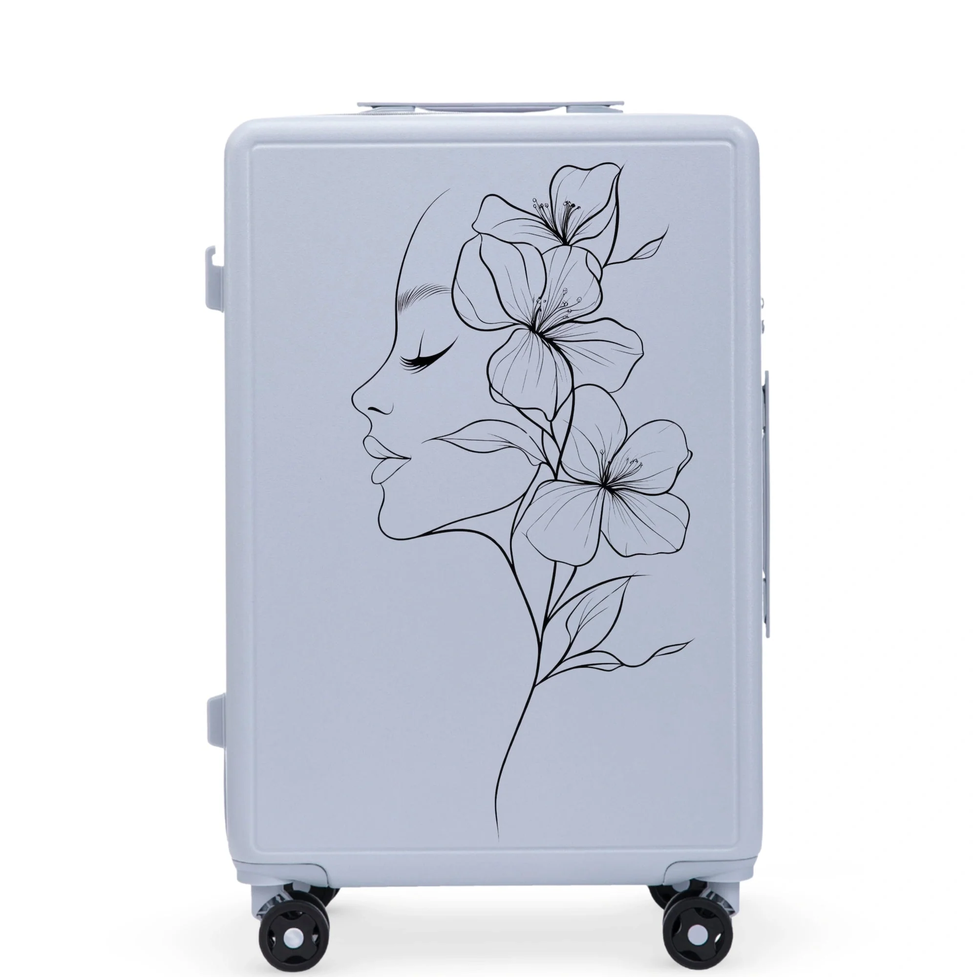 Walizka średnia Wings ABS+ 24" Customized PASTEL BLUE FLOWER - Image 3