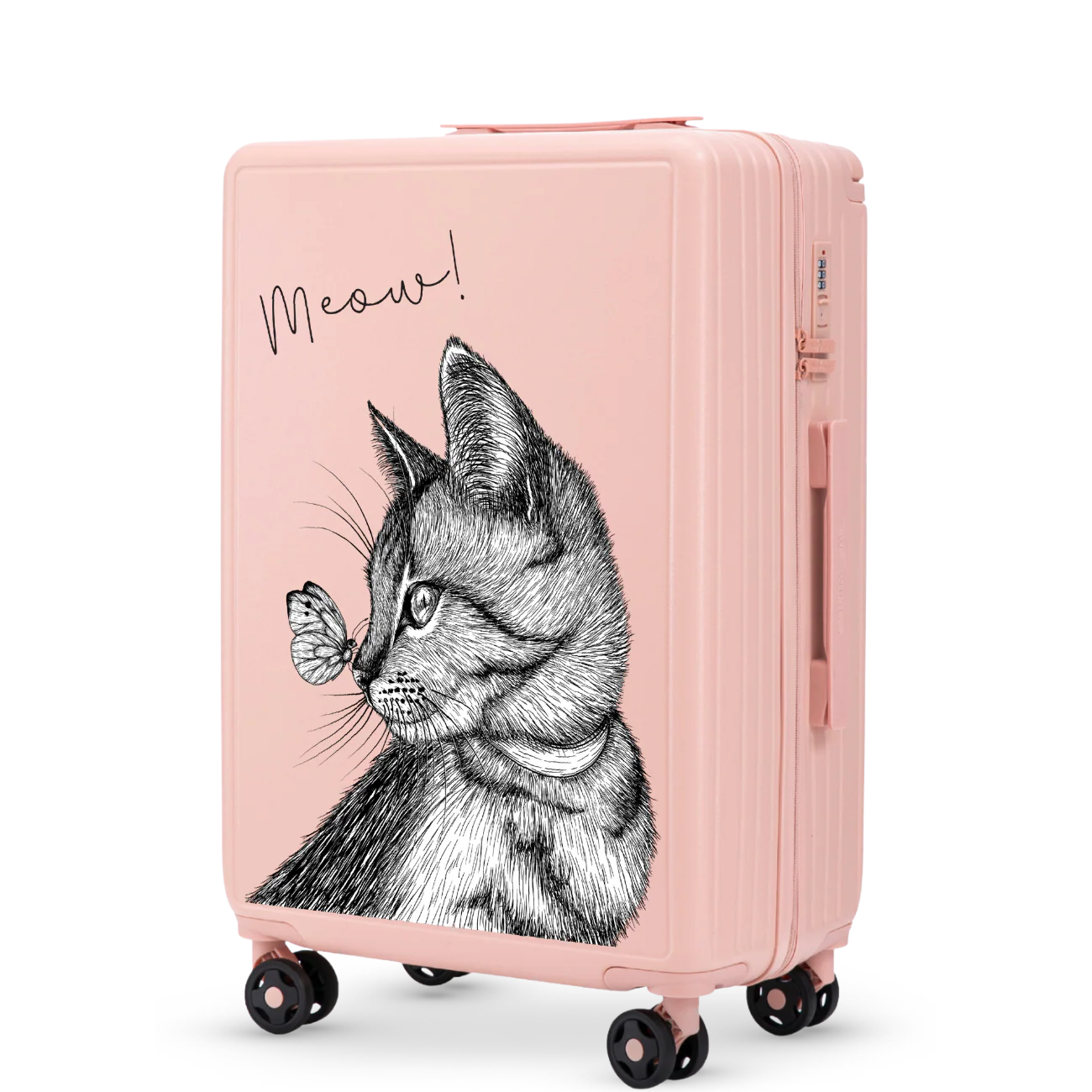 Walizka średnia Wings ABS+ 24" Customized SOFT PINK MEOW