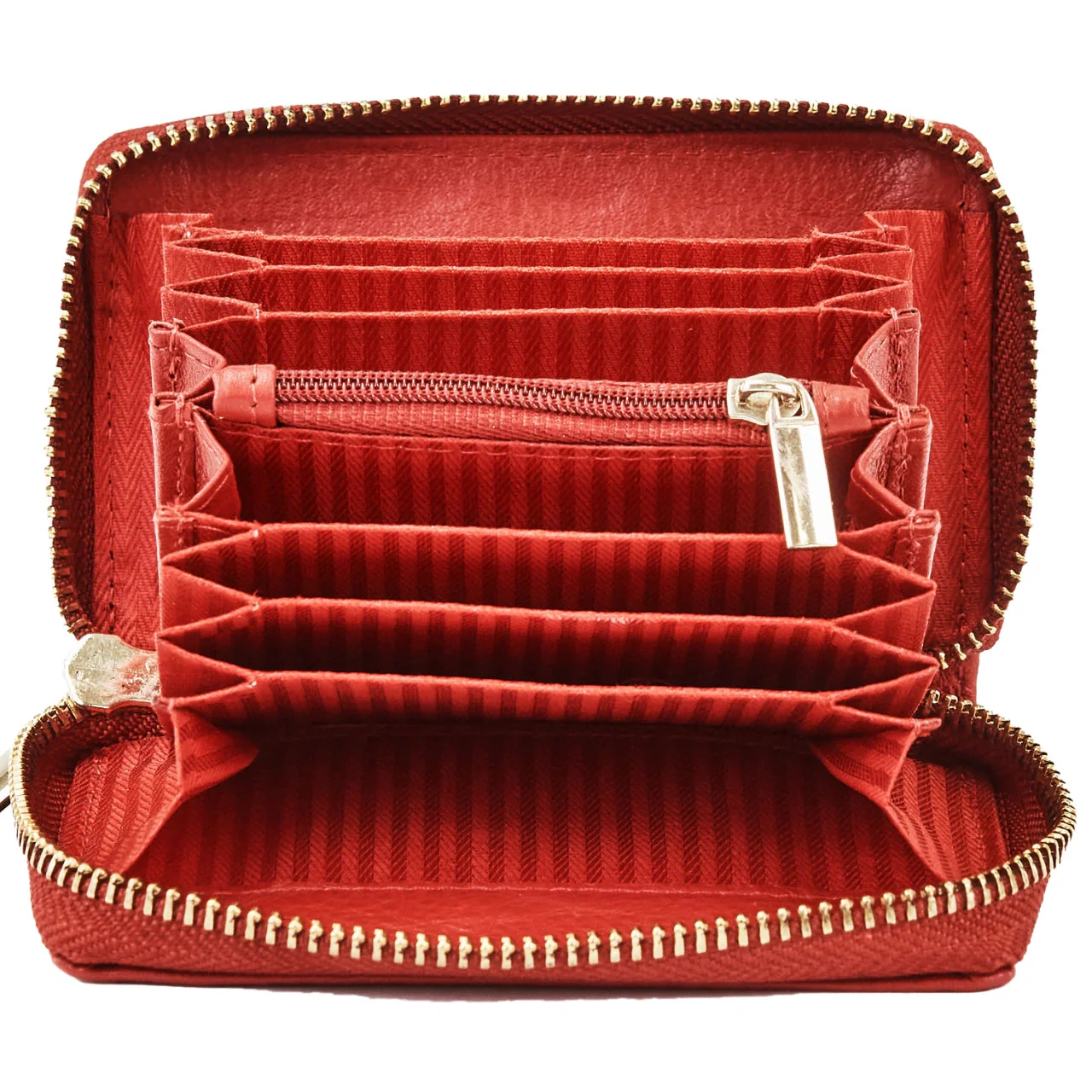 WINGS Mały portfel damski ze skóry naturalnej zapinany na zamek RED - Image 4