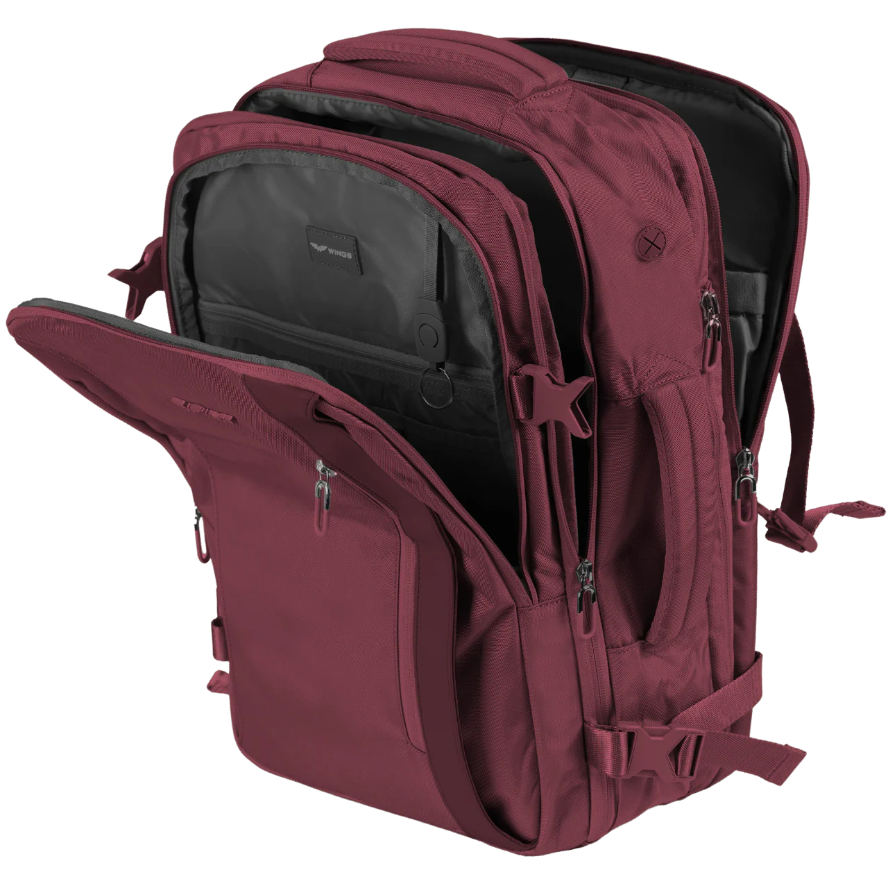 WINGS Plecak wielofunkcyjny SKYLARK poszerzany BURGUNDY - Image 2