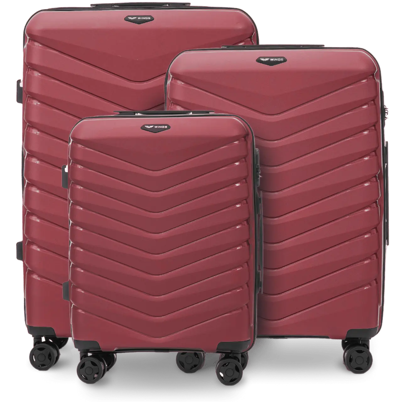 Zestaw 3 walizek Wings PHOENIX 2.0 polipropylen BURGUNDY