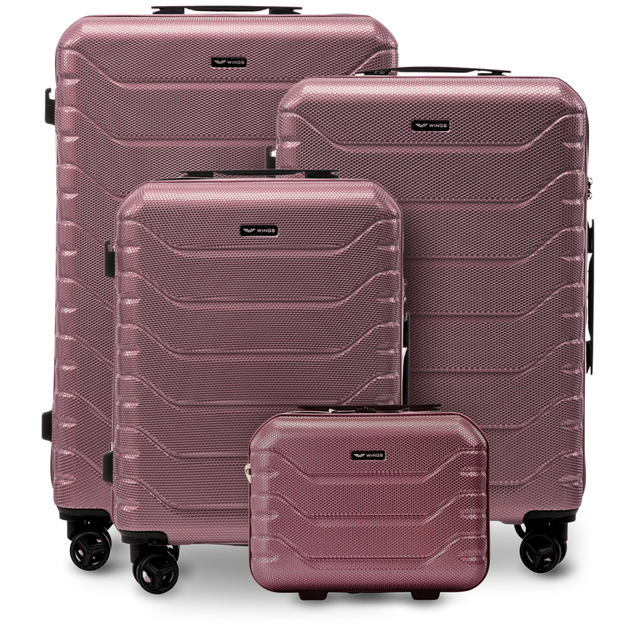 Zestaw 4 walizek Wings CRAKE S/M/L + Kuferek ROSE GOLD