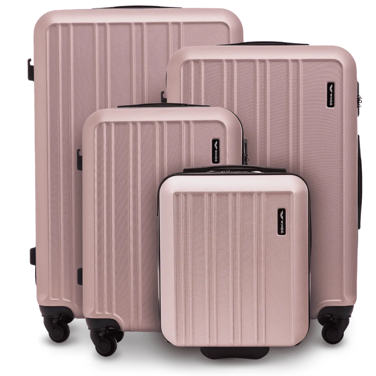 Zestaw 4 walizek WINGS HARRIER S M L + 16” komplet podróżny ROSE GOLD